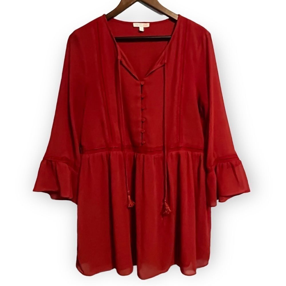 GB Gianni Bini Red Long Sleeve Dress